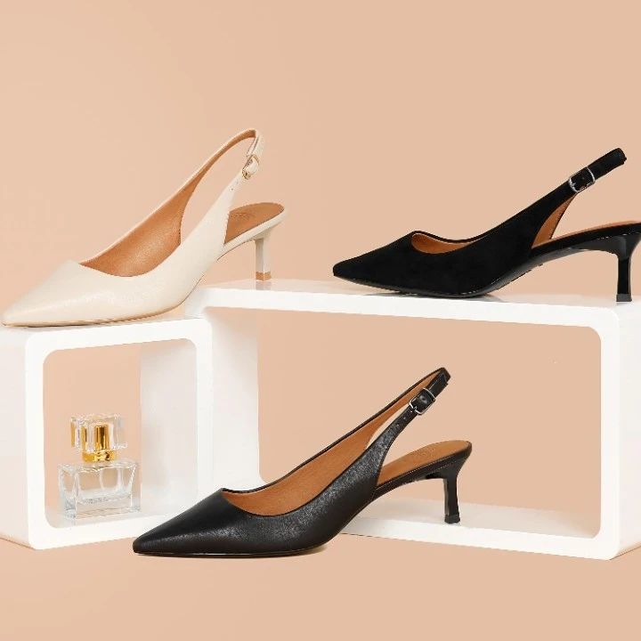 韦恩Wayneflex女包头浅口凉鞋细跟尖头舒适百搭通勤高跟鞋4112