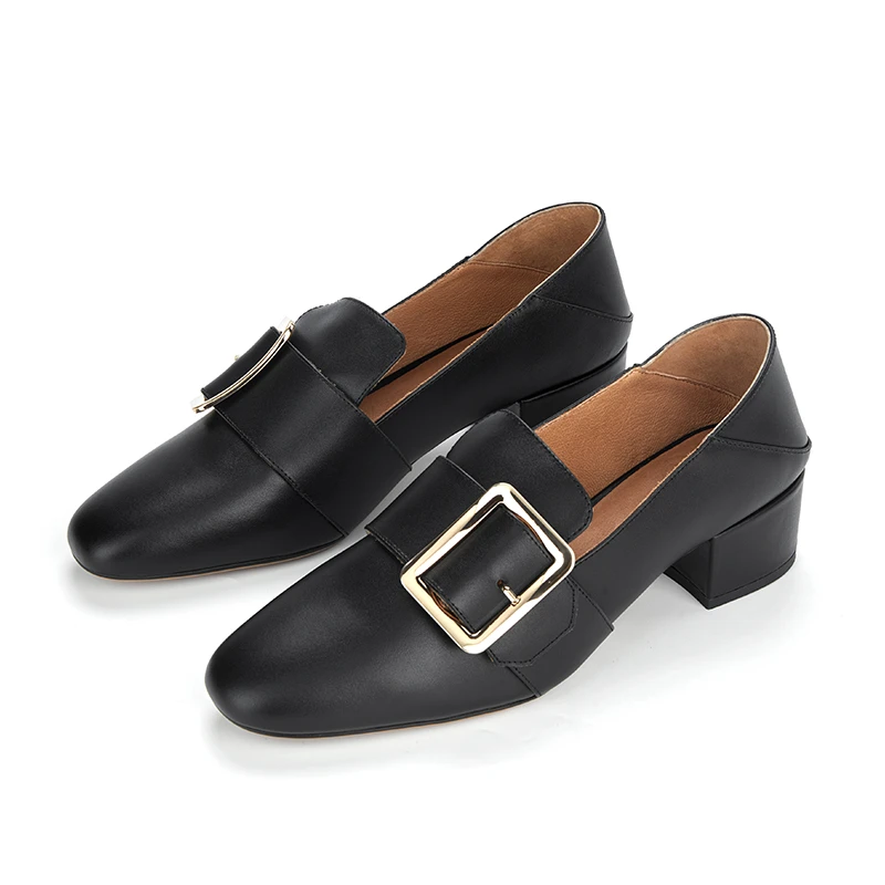 【默认微瑕】韦恩Wayneflex单鞋方扣中跟高跟鞋乐福鞋【有34码】2098