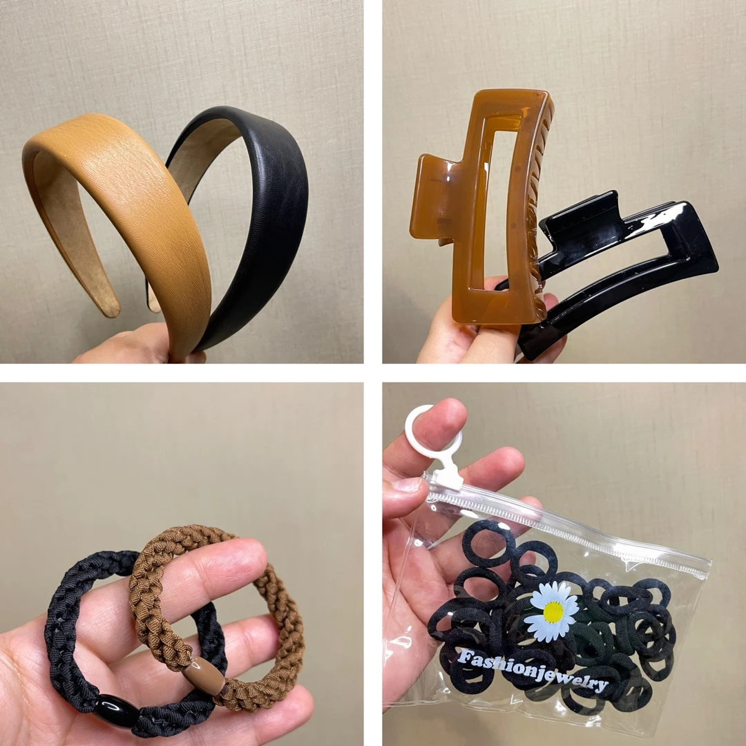 复古法式皮质百搭发卡套装