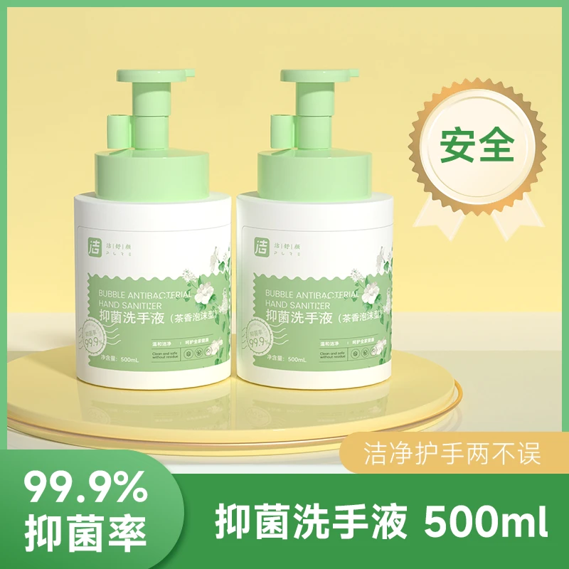 洁舒颜洗手液家用家庭装抑菌便携式大瓶500mlX2瓶泡沫清洁洗手液