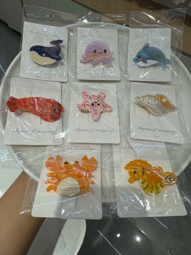 海底世界 边夹鸭嘴夹 头绳 醋酸板材