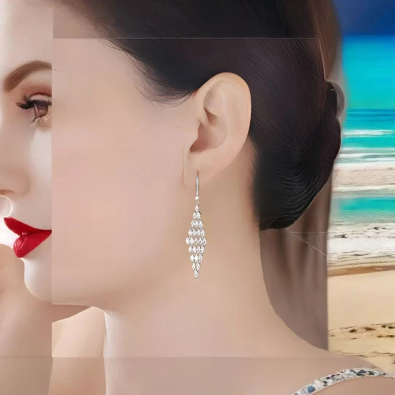 钛钢合成锆石耳饰 康璐妮KANGLUNI孔雀耳环长款气质时尚大气百搭