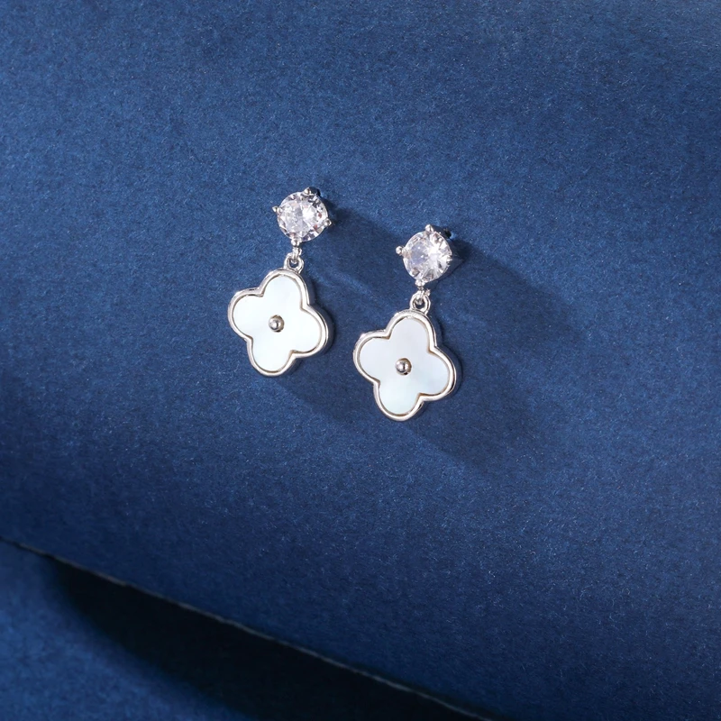 925银合成锆石耳饰 康璐妮KANGLUNI幸运四叶草耳钉轻奢小众百搭