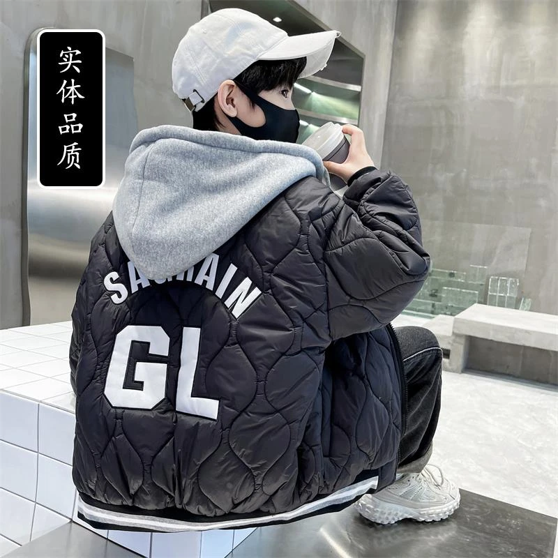 男童夹棉外套秋冬款2024新款儿童冬季加棉棒球服男孩二棉衣加厚潮