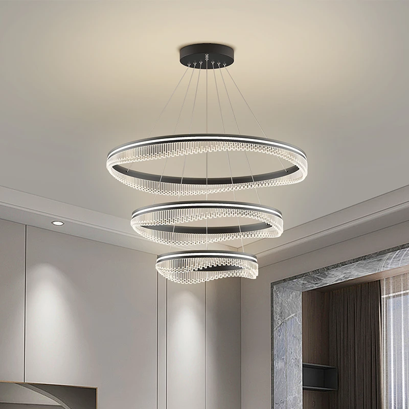 2024新款圆环吊灯意式轻奢客厅主灯设计师高级感水晶客厅中山灯具