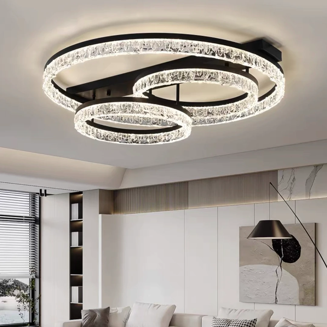 意式极简冰裂纹2025简约圆环创意设计全光谱护眼客厅吸顶灯客厅灯