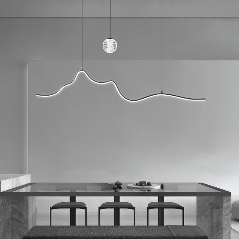 全铜极简餐厅吊灯现代简约吧台餐桌轻奢长条饭厅歺厅设计感主灯具