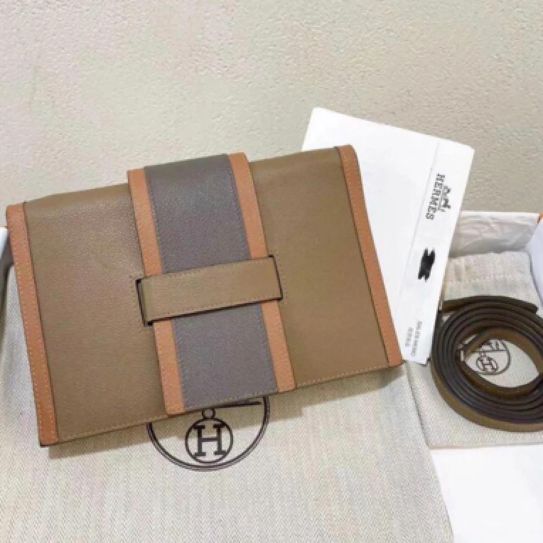 95新 Hermes/爱马仕 Pochette h passant 舌头包三拼色Z单肩包