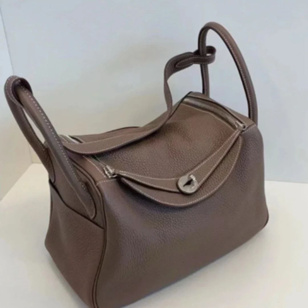 99新 Hermes/爱马仕 lindy30大象灰银扣tc皮p单肩包