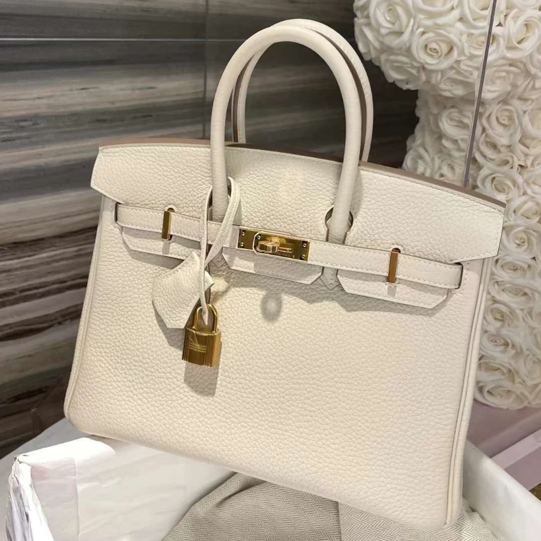 全新未使用 Hermes/爱马仕 BK25奶昔白togo皮金扣   W刻 肩包百搭