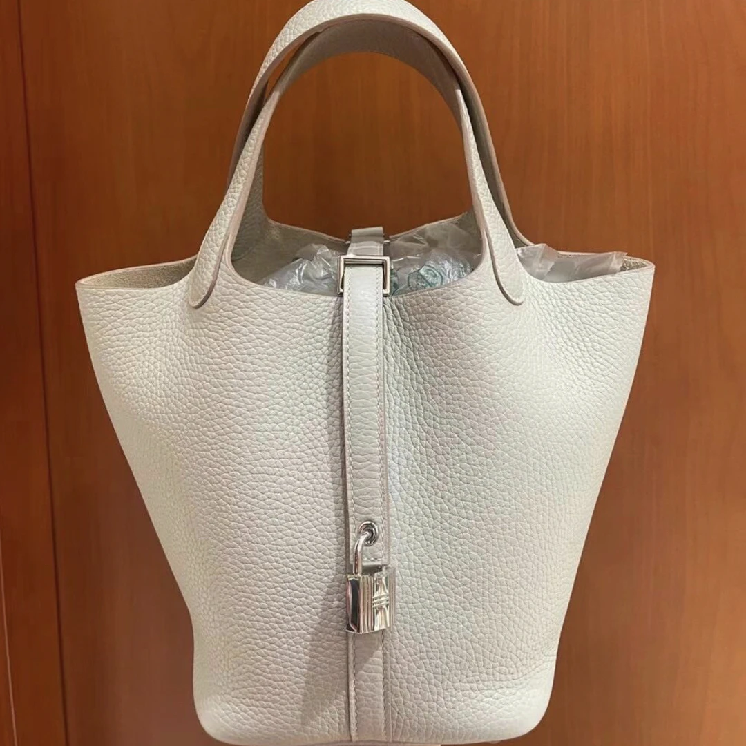 99新 Hermes/爱马仕 【老于包展】176菜篮子22冰川白银扣C刻手提包