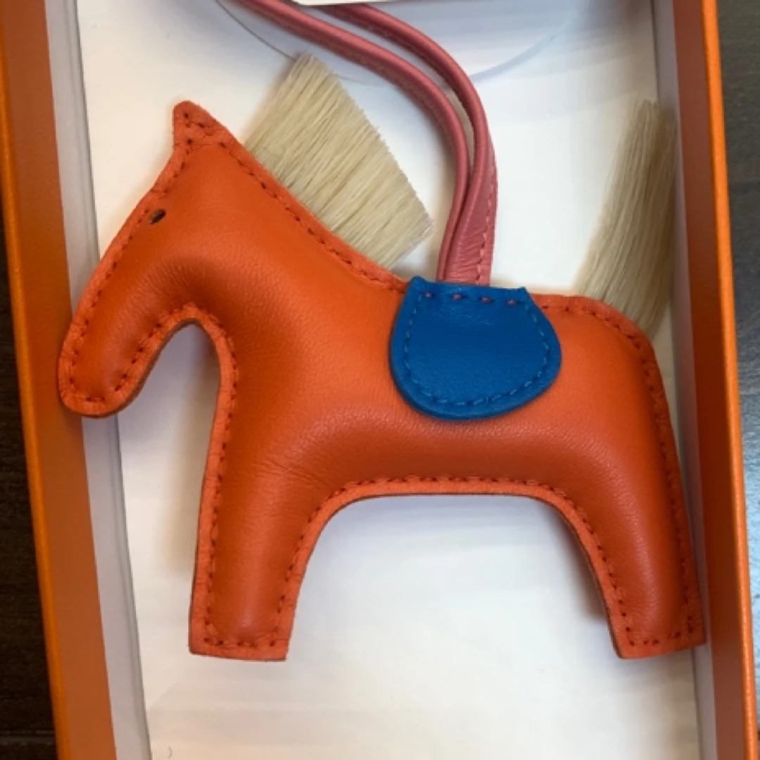 95新 Hermes/爱马仕 爱马仕橘色拼蓝色小马