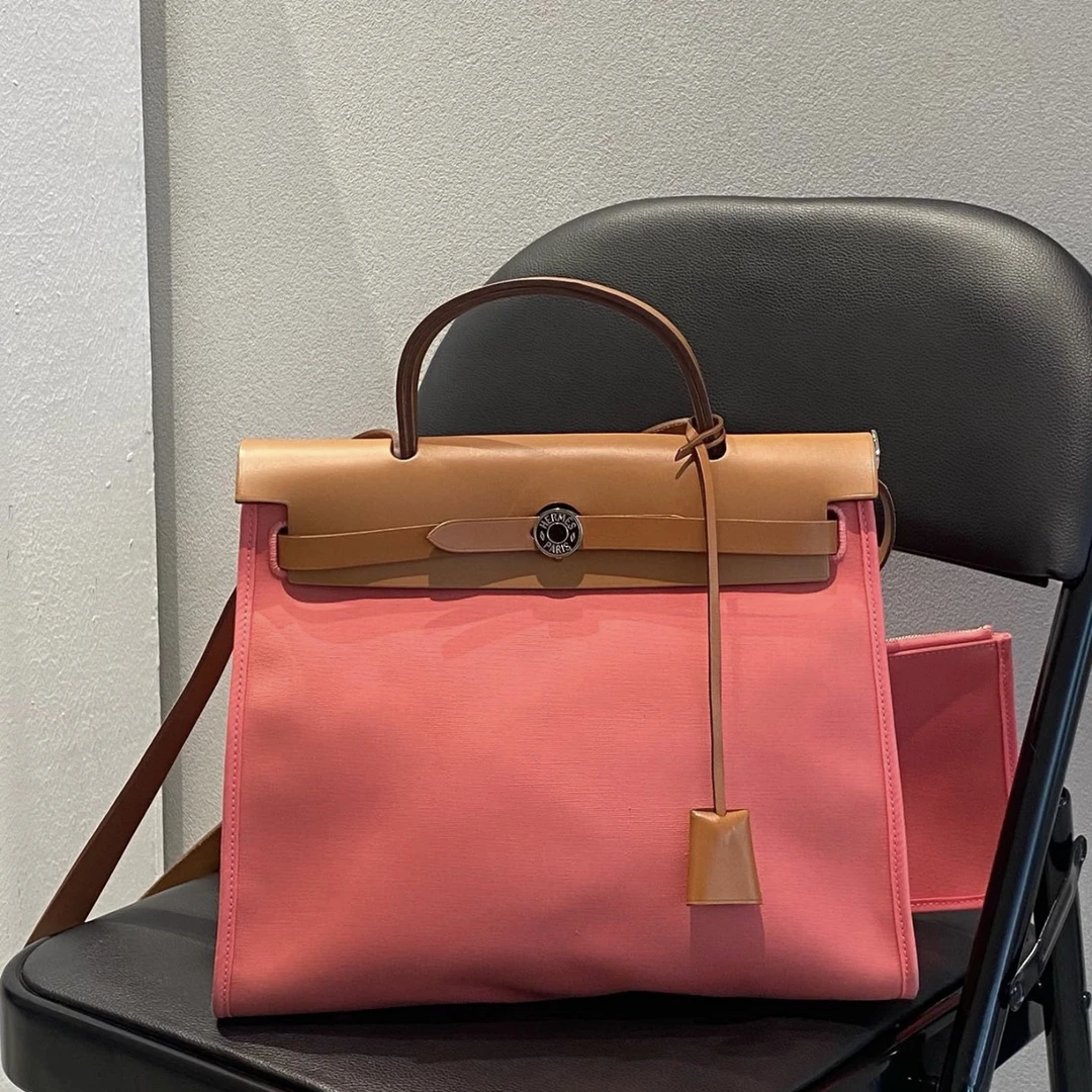 95新 Hermes/爱马仕 Herbag31粉【文子姐专属】/D401/zj