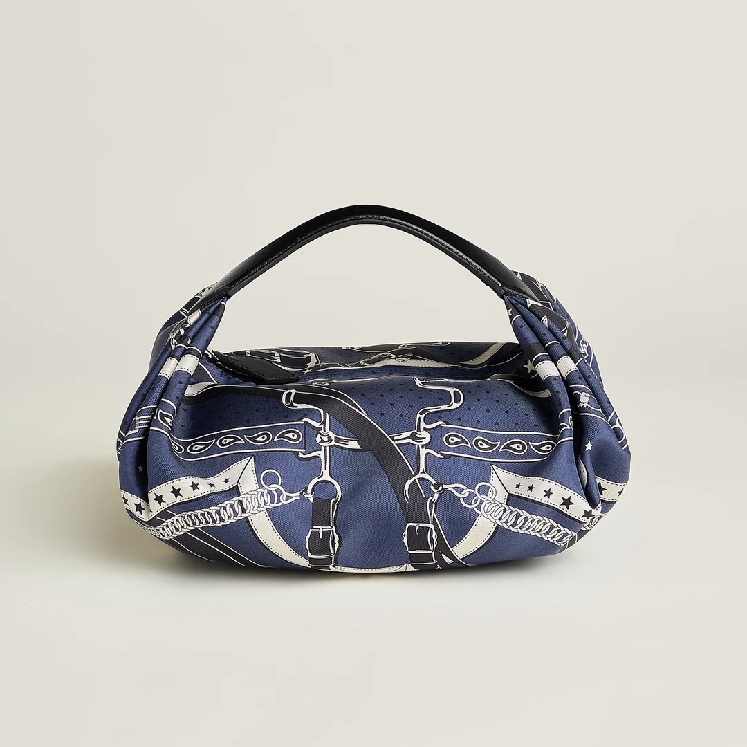 99新 Hermes/爱马仕 balusoie蓝色黑色B丝巾包饭盒包
