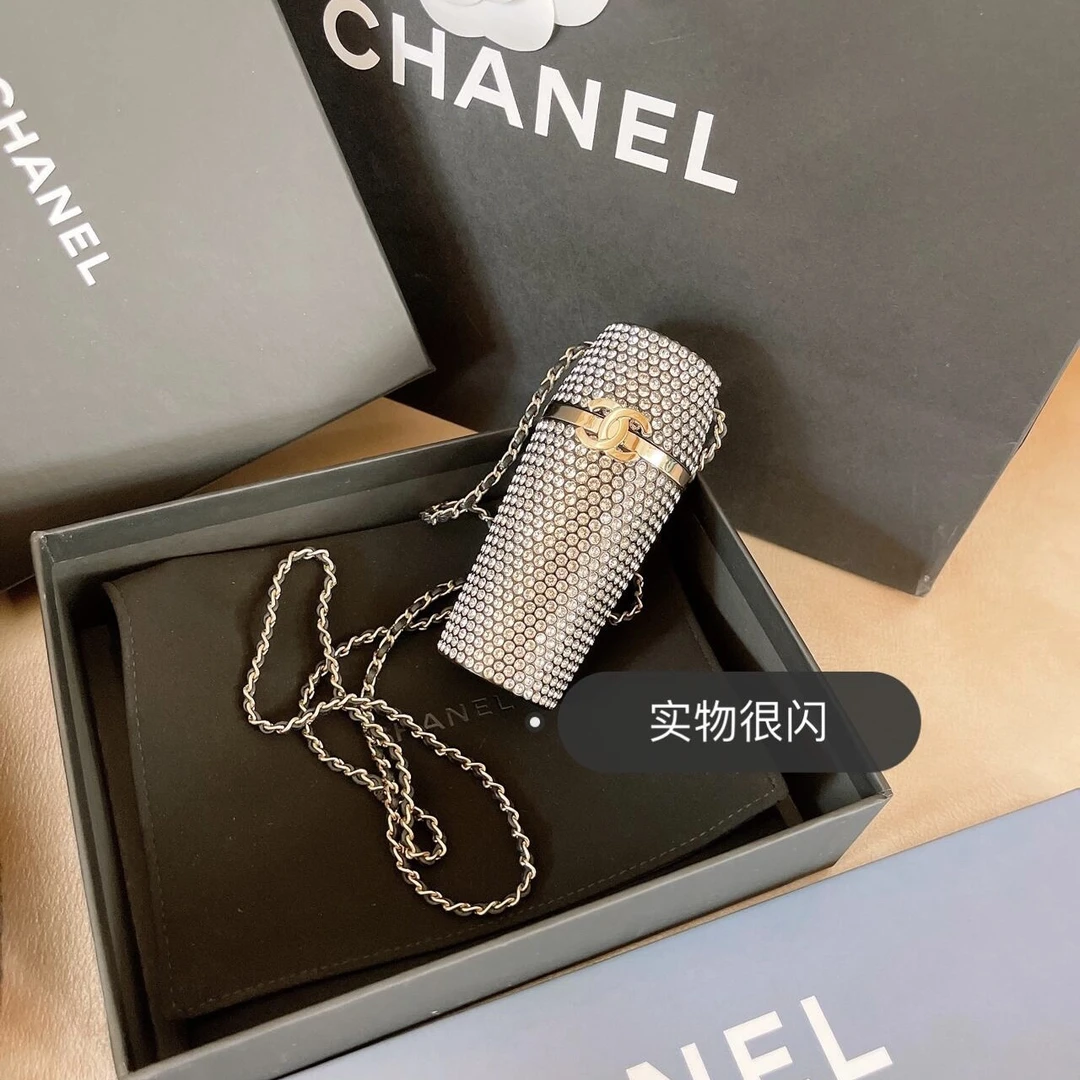 99新 Chanel/香奈儿 满钻口红包链条包晚宴包