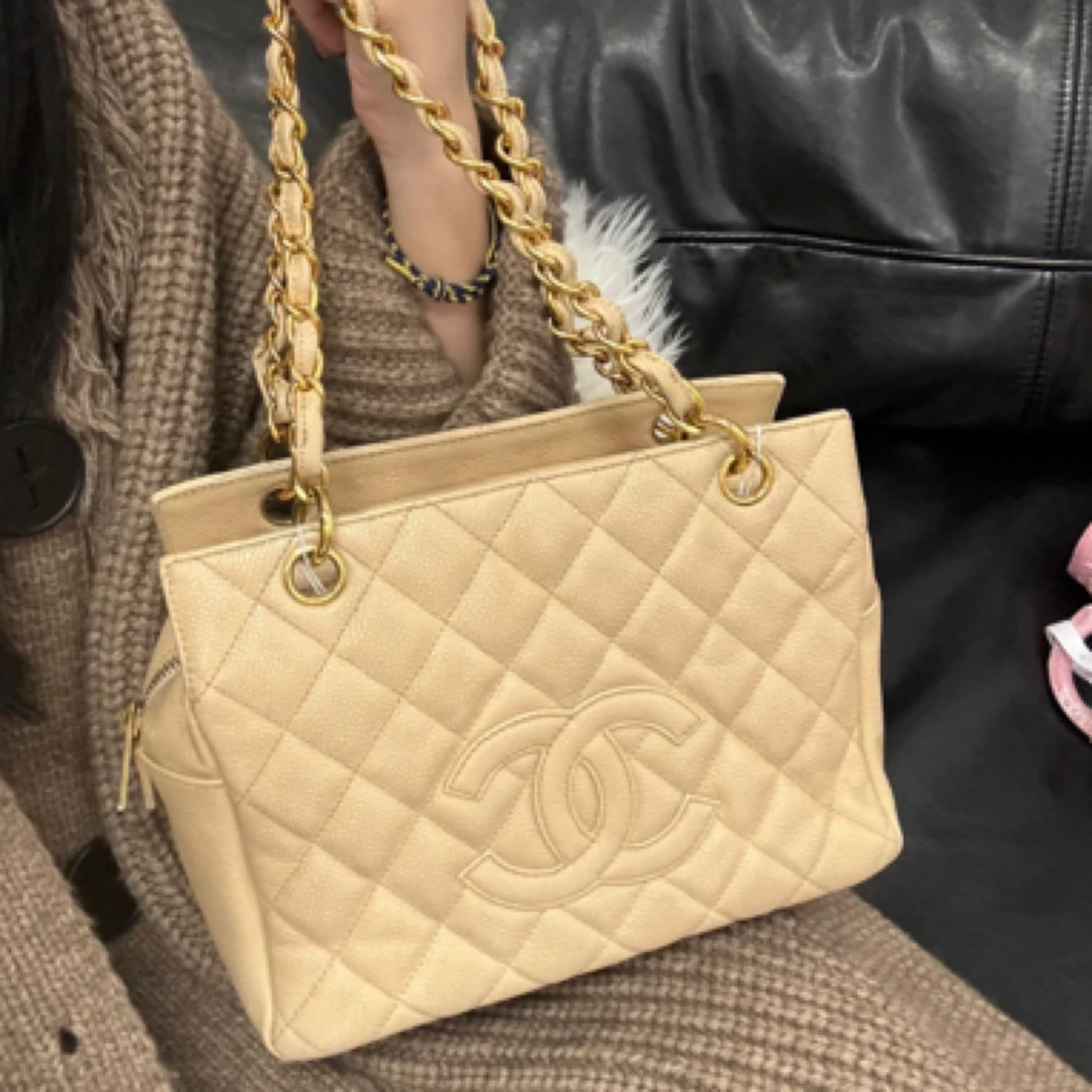 95新 Chanel/香奈儿 香奈儿米色pst小号