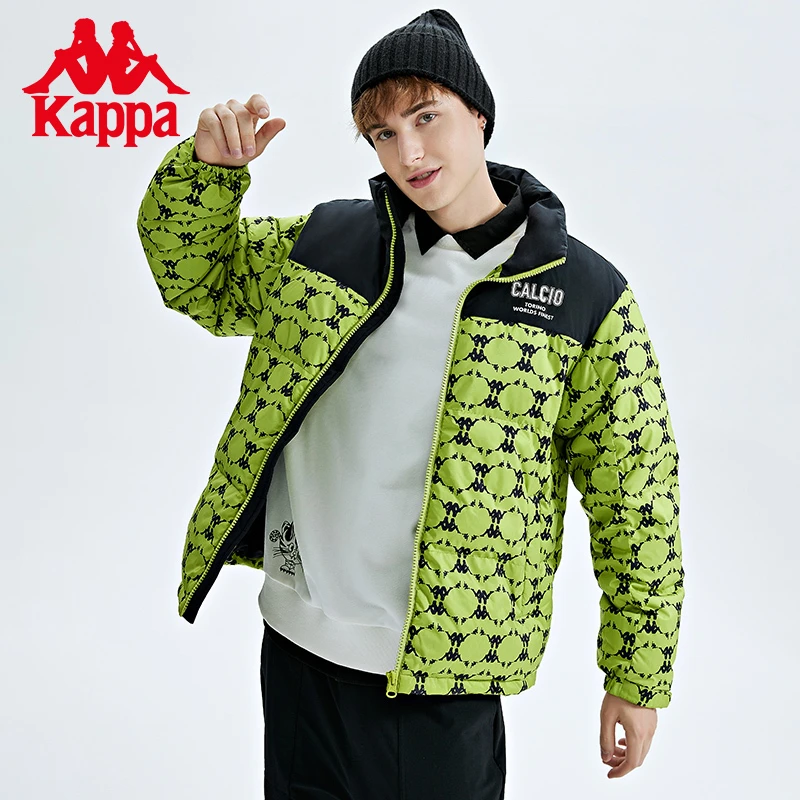 《老花满印》Kappa卡帕新款男女拼接羽绒服短款面包服K0CZ2YY50D