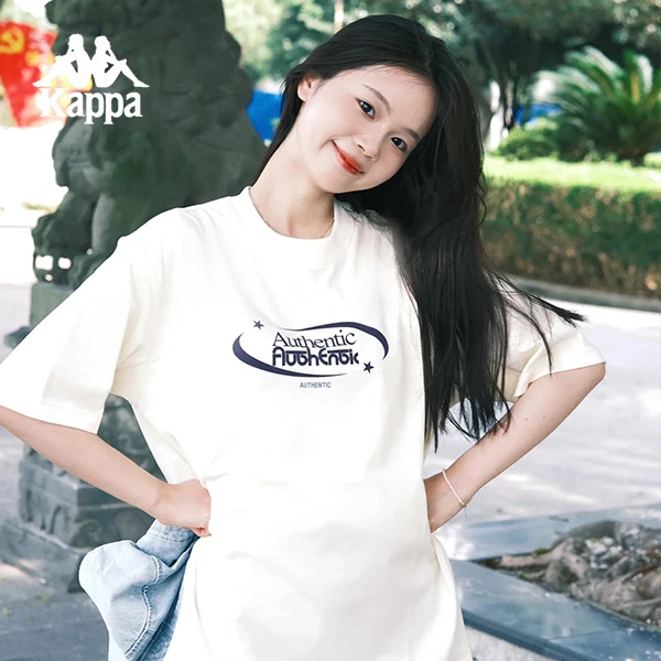 Kappa卡帕背靠背运动短袖t恤女2024新款夏季纯棉透气半袖上衣男款