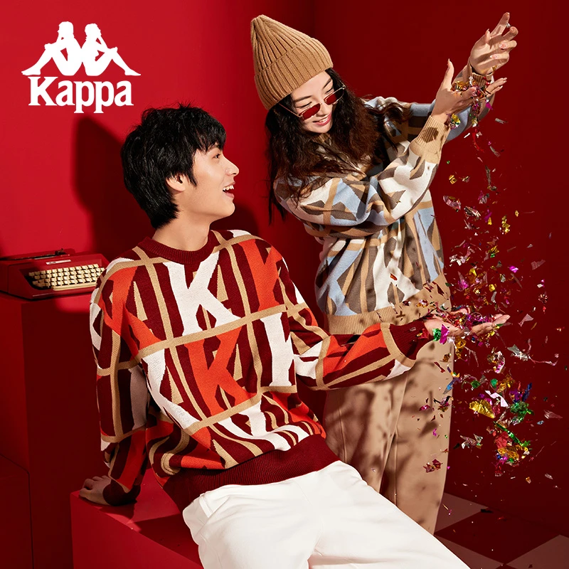 《提花毛衣》Kappa卡帕2024新款男女秋外套休闲针织衫K0CZ2LT21D
