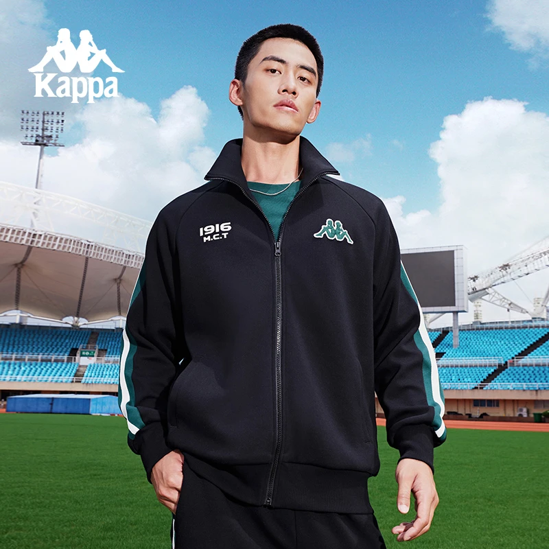 Kappa卡帕背靠背针织开衫男2024新款春季运动卫衣夹克休闲外套