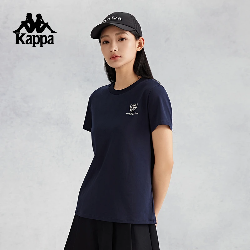 kappa卡帕背靠背新款复古修身短袖女夏季运动短袖t恤跑步上衣女士