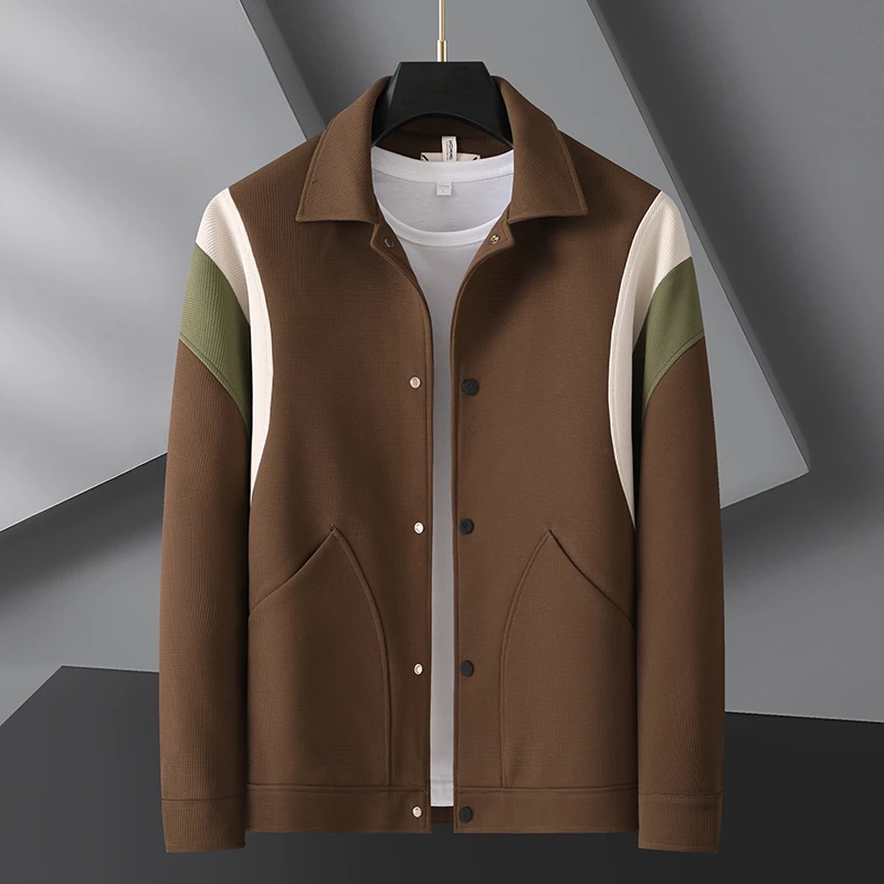 【建平轻熟潮流推荐】大码男士秋冬季新款时尚商务休闲拼接夹克外套
