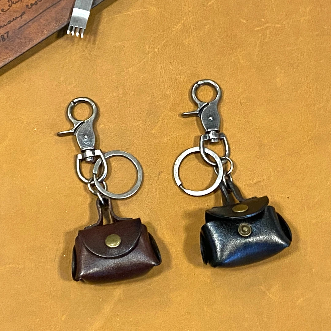 牧手工皮具 小包仔 纯手工制作钥匙挂牛皮