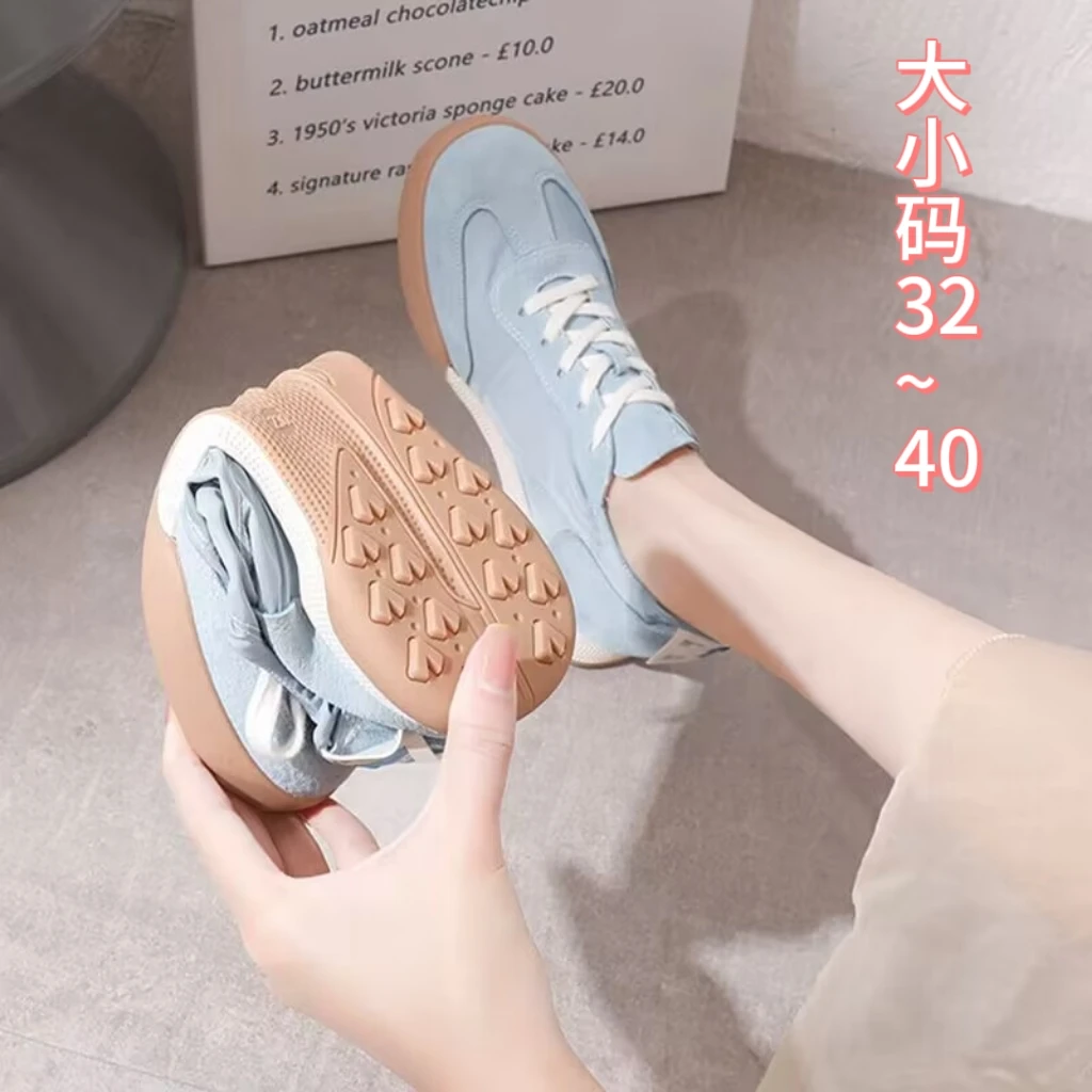 【雨彤家】6cm内增高德训鞋2024真皮大小码透气软底百搭运动阿甘鞋