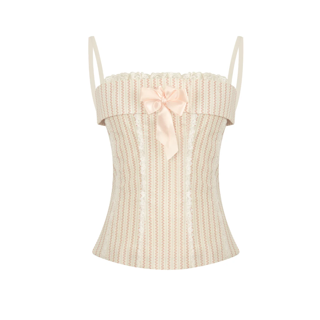 手工胸花系列芭蕾舞复古碎花吊带胸衣承包整个秋冬的内搭小上衣女