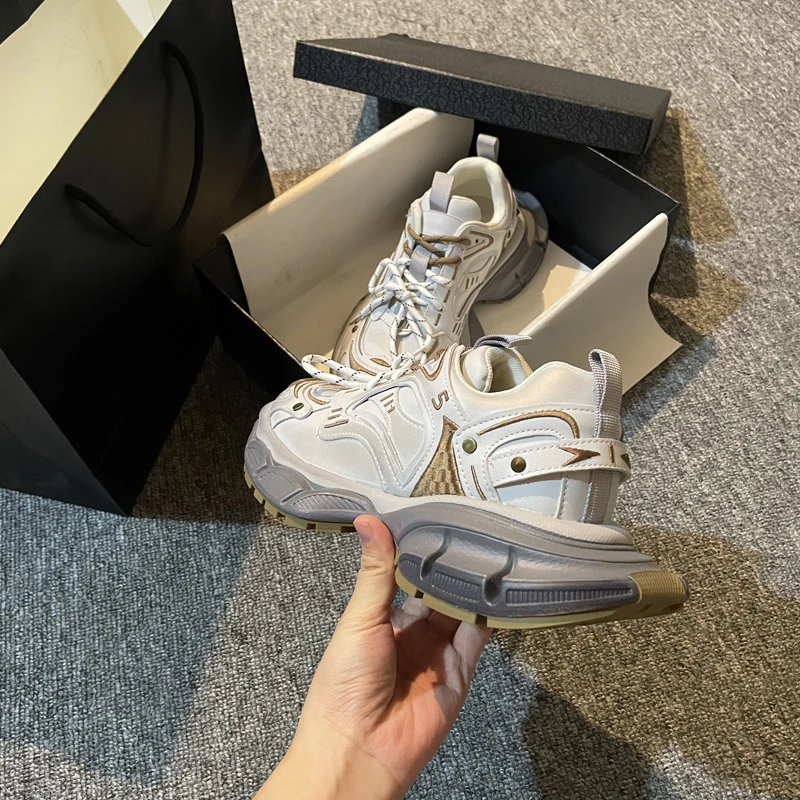 双系带内增高老爹鞋女2024年冬季新款厚底百搭秀气女鞋运动休闲鞋