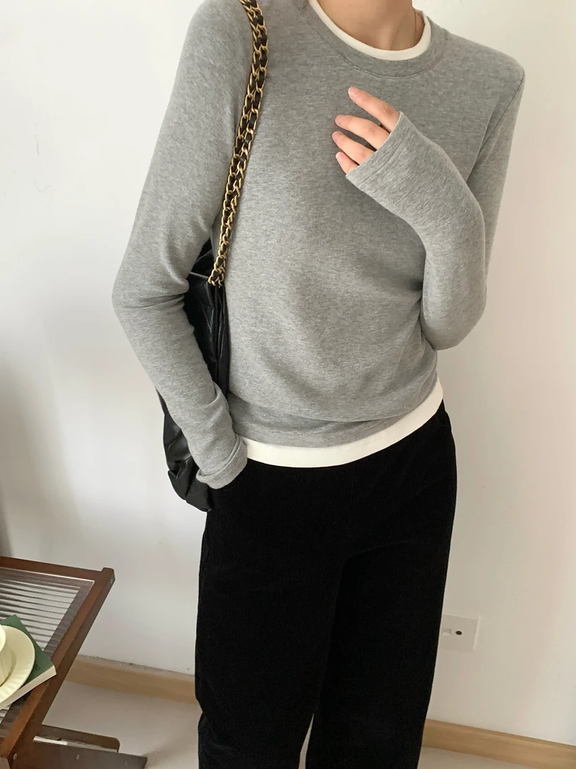 【暖冬甜心】假两件拼接打底衫，显瘦百搭舒适软糯