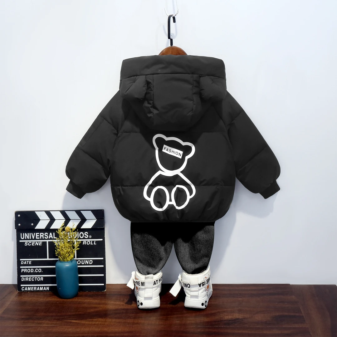 2023秋冬新款儿童棉服男女童宝宝加厚保暖连帽韩版可爱童装外yy
