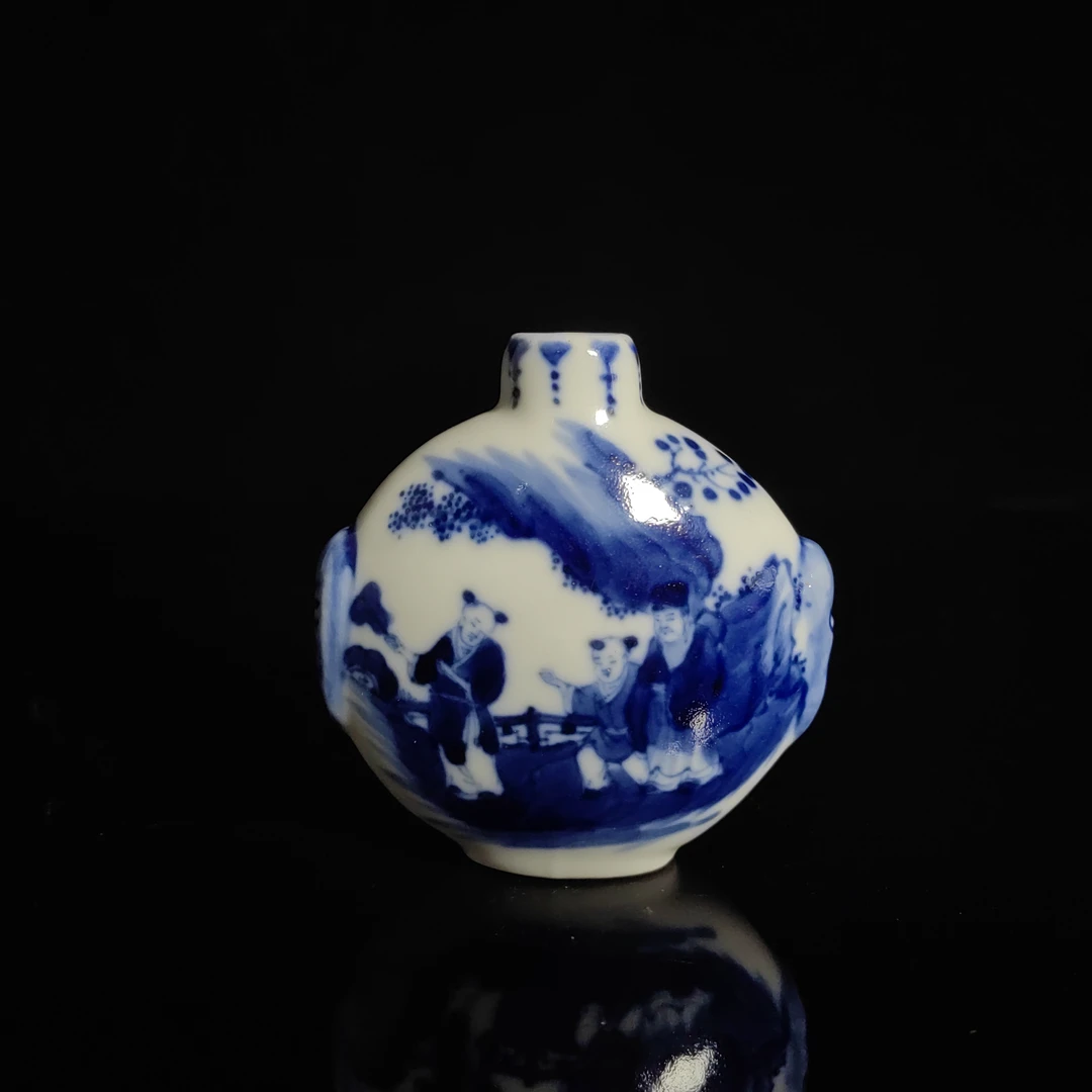 清晚期 青花人物故事鼻烟壶01395