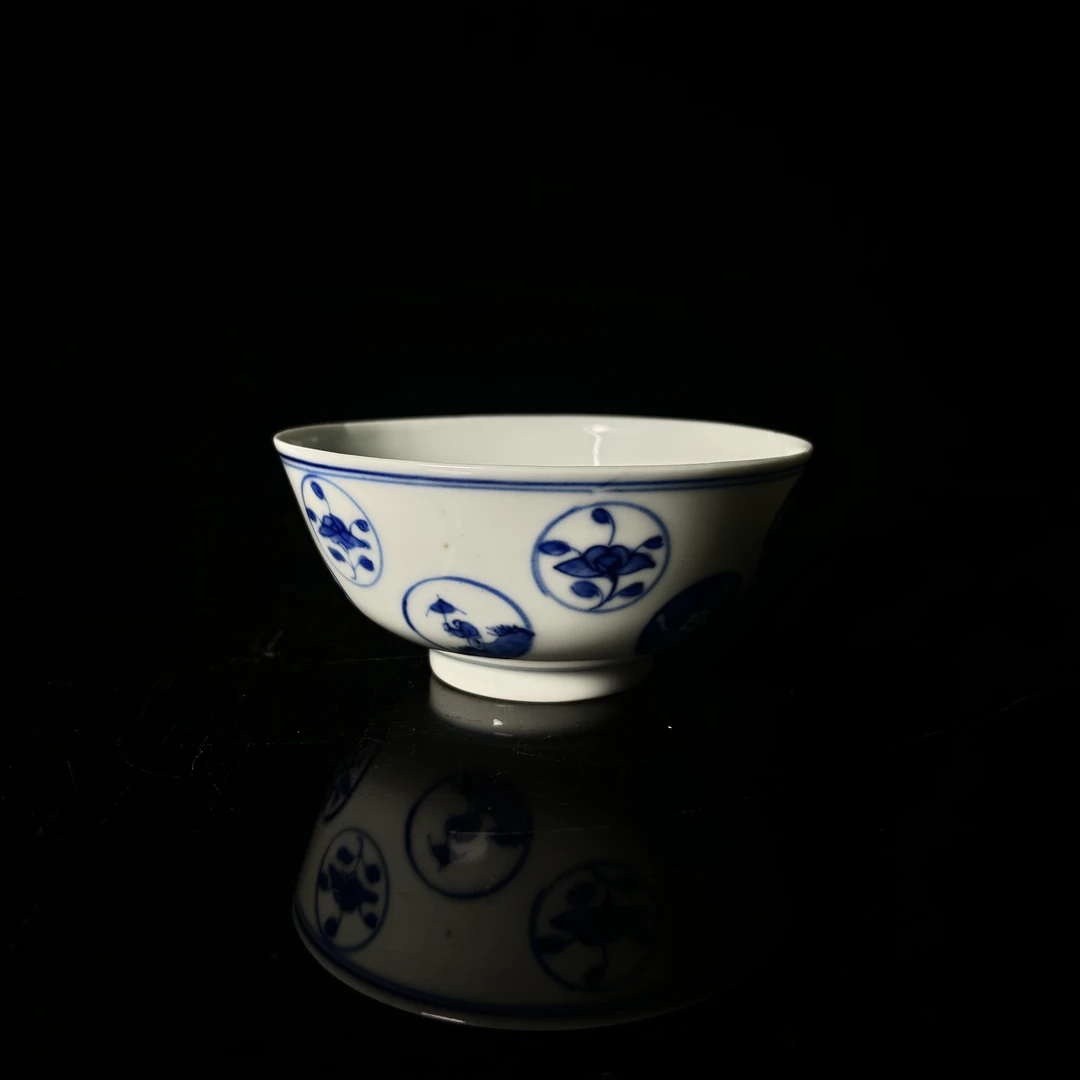 清晚期 青花皮球纹茶圆02562