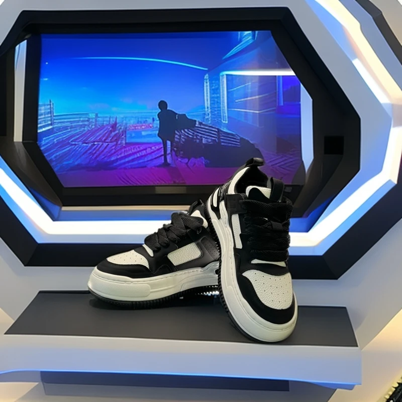 白色板鞋男2024秋季新款韩版潮流休闲鞋厚底内增高男鞋低帮潮鞋