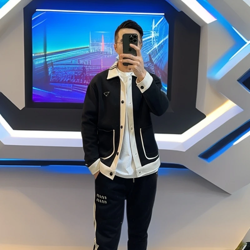 2024季秋冬新款加厚方领男装外套时尚休闲潮流简约男款翻领夹克