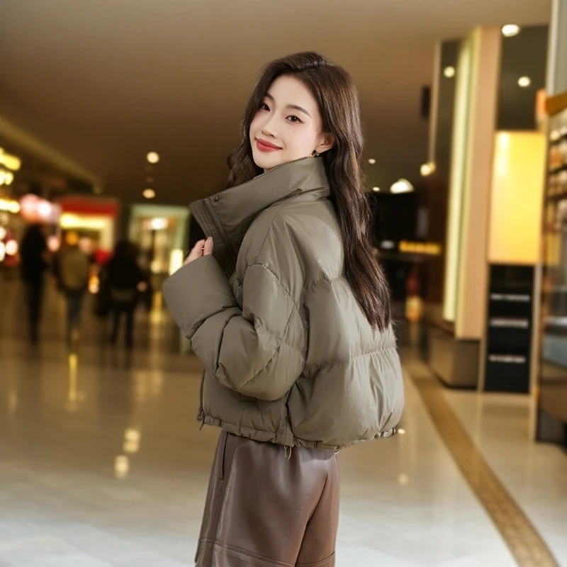 免洗PU皮纯色棉服外套女秋冬款宽松短款棉袄2024年流行面包服