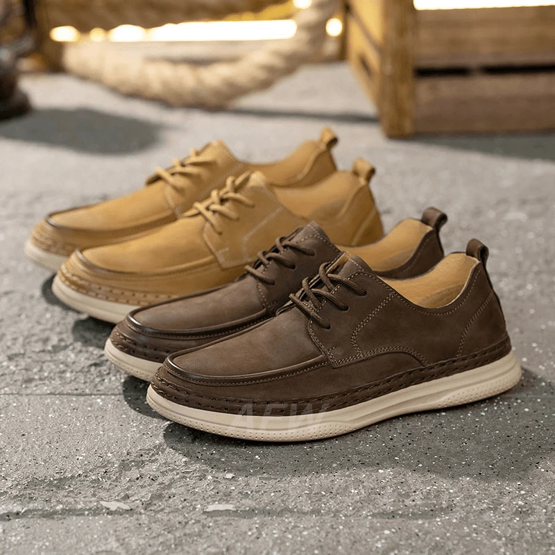 英伦夏季休闲男皮鞋男士真皮复古单鞋时尚百搭透气低帮男鞋8088-2