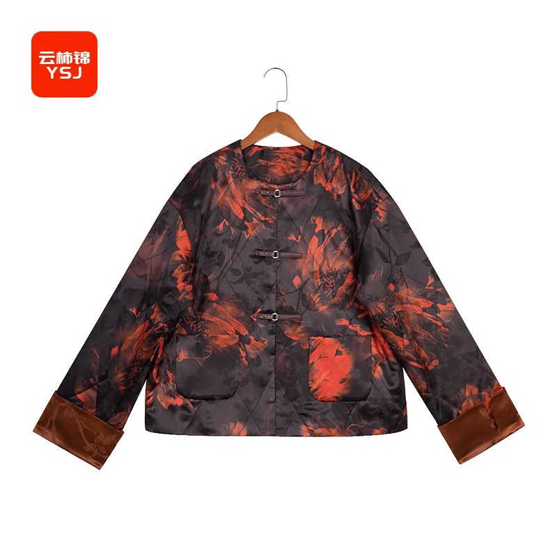 中国丝绸 新中式 桑蚕丝宽松休闲女士国潮风外套 88002