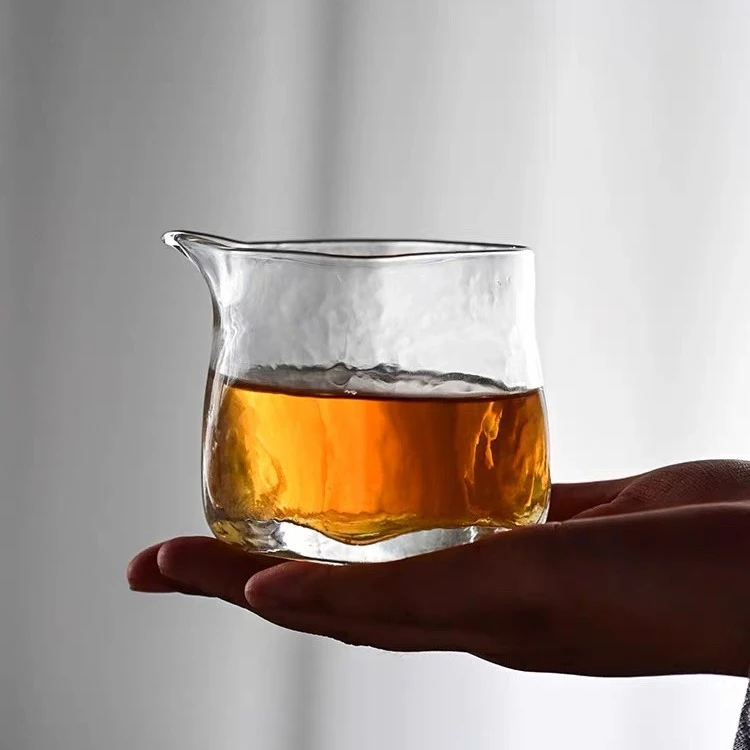 锤纹四方玻璃公道杯耐热分茶器加厚高硼硅茶海容量180ml