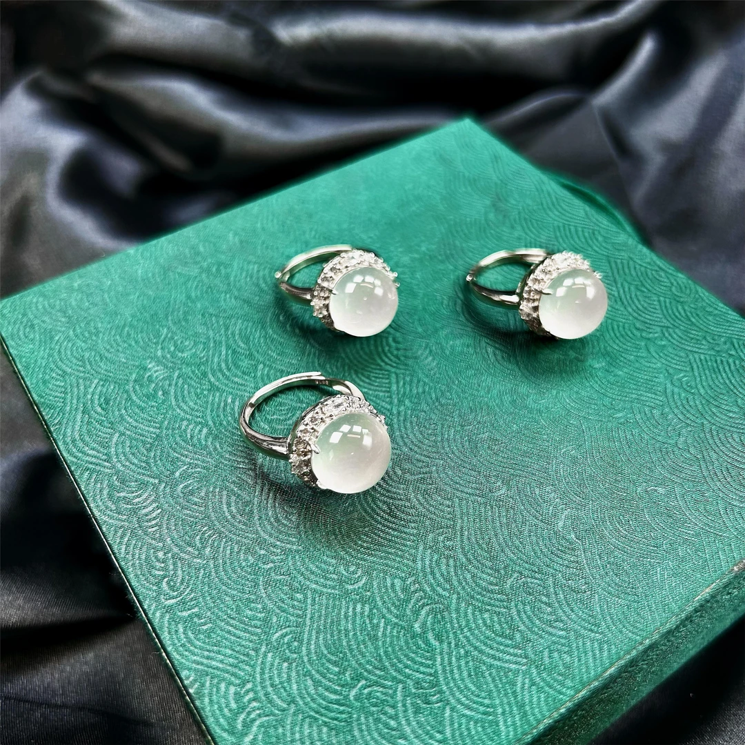 星辰｜天然独龙玉非洲翠戒指｜S925银｜多样性发其一｜G72406260009