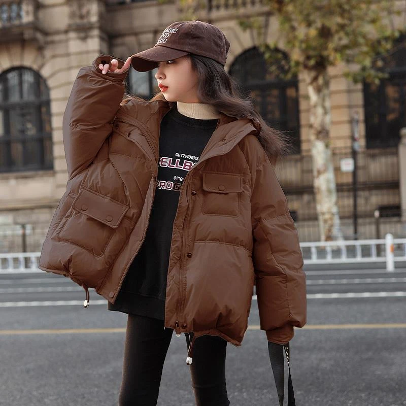 女童冬季加厚棉服中大童初中生棉袄洋气韩版休闲儿童冬装棉衣外套