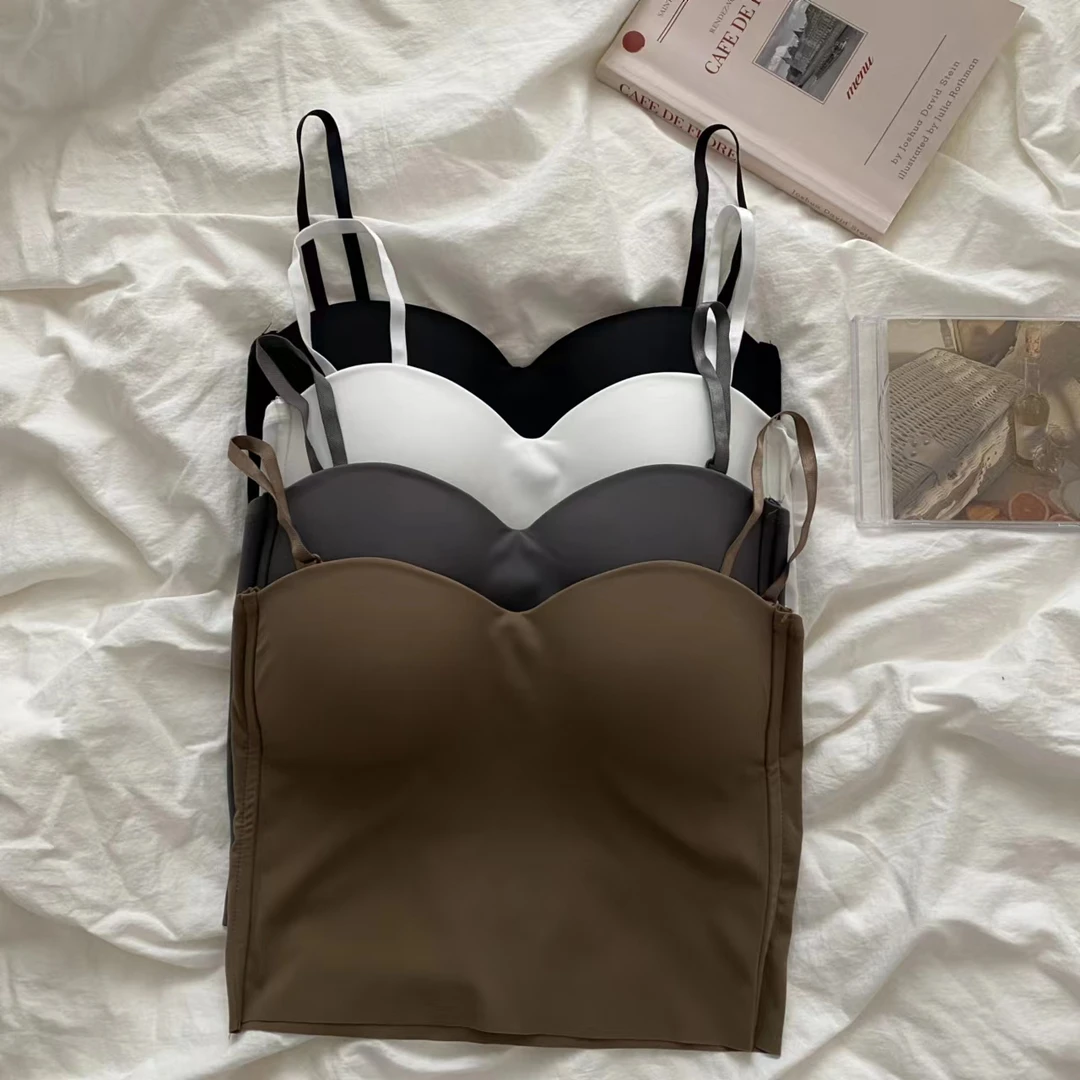 【牙牙甄选】冰丝吊带背心杯垫一体美背夏季无痕百搭打底无钢圈上衣