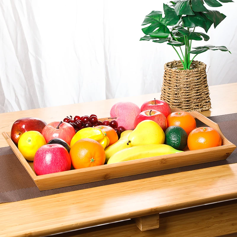 竹盘竹托盘中式盘子包饺子馒头放火锅菜长方形带把家用茶盘收纳盘