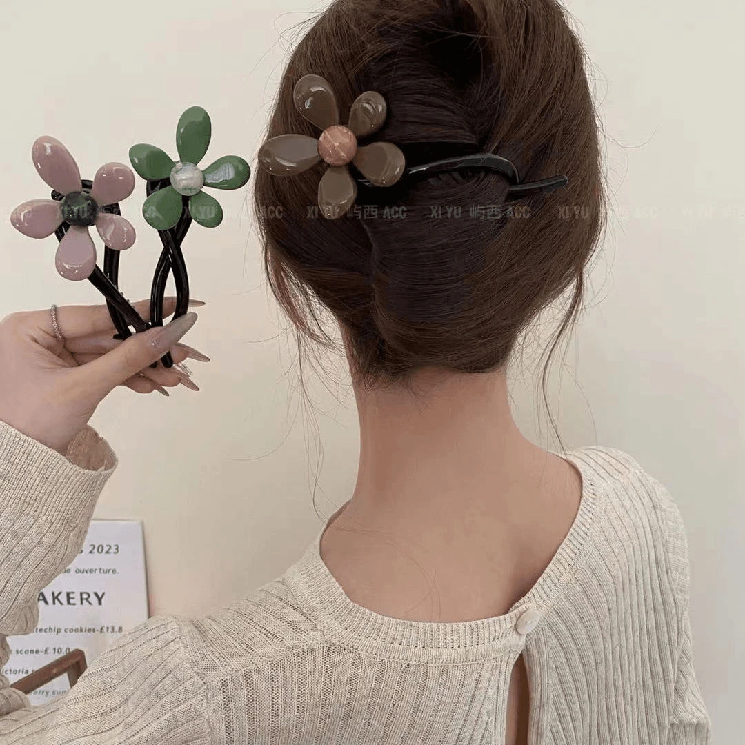 甜美花朵青蛙扣抓夹百搭后脑勺盘发鸭嘴发夹温柔高级感一字夹发饰