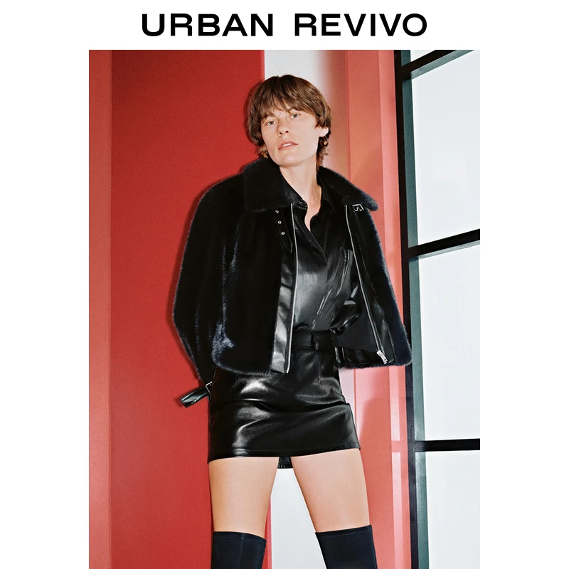 UR女装时髦高街拼接拉链宽松外套UWJ140031