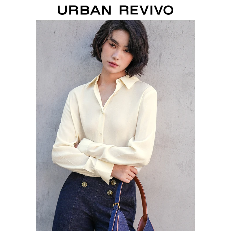 UR春季新款女装时尚气质通勤质感宽松开襟衬衫UWH240021