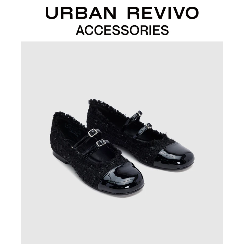 URBAN REVIVO2024春季新款女士小香平底玛丽珍单鞋UAWS40004