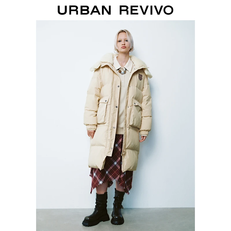 UR2024冬季新款女装休闲百搭双口袋宽松连帽羽绒服UYL140023
