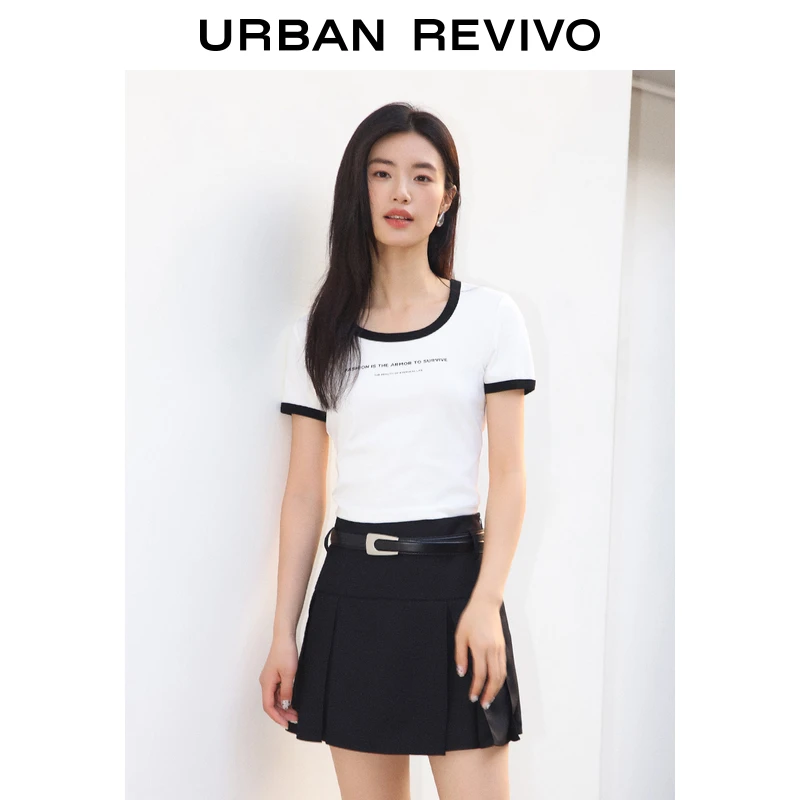 【都市趣野】UR2024夏季美式撞色字母T恤女装休闲百搭上衣UWV440121